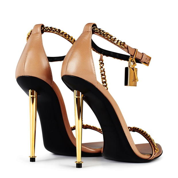 Gold padlock naked discount sandal